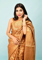 Gold Zari Work Soft Organza Saree
